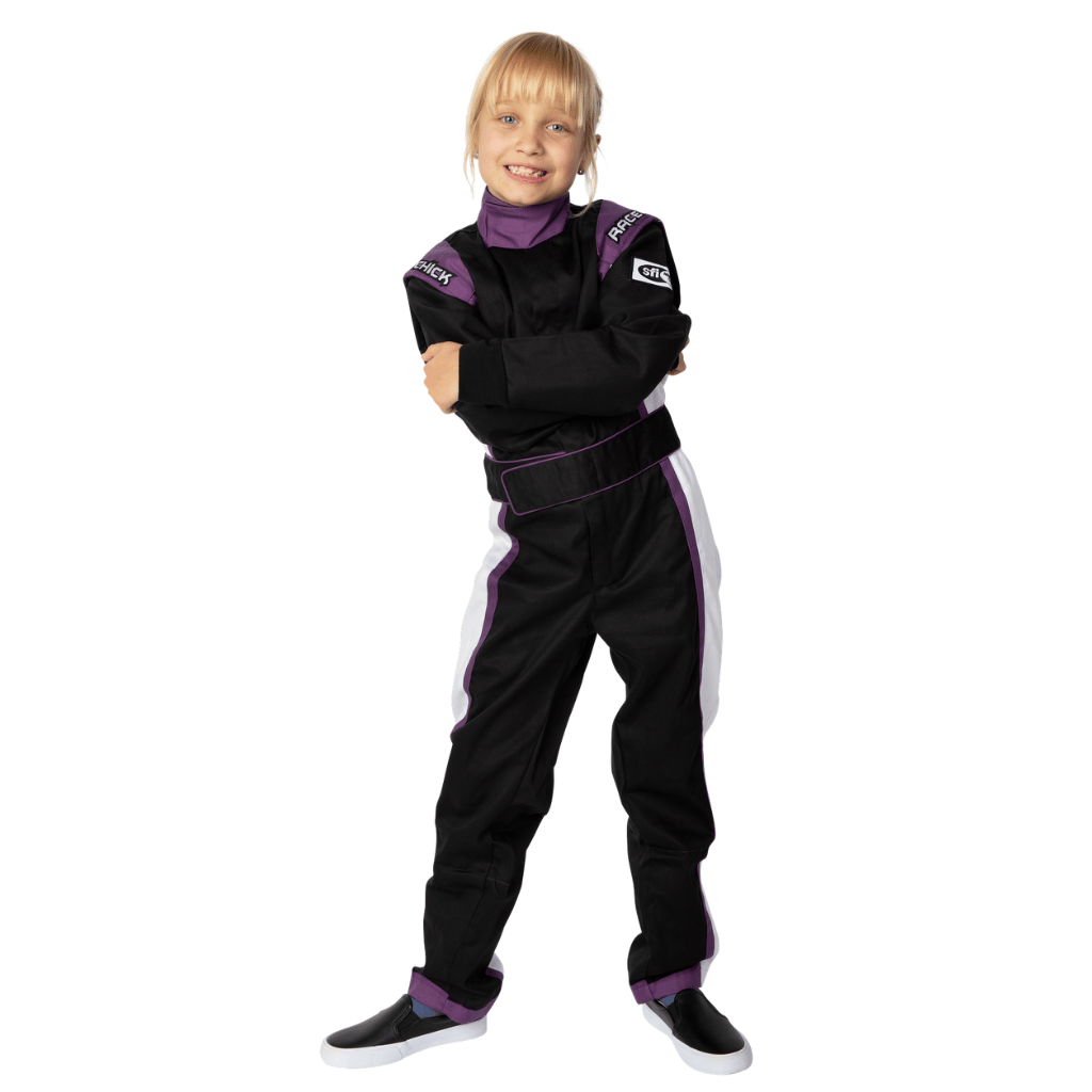 SFI Rated Youth Girls Race Suit in Black Purple