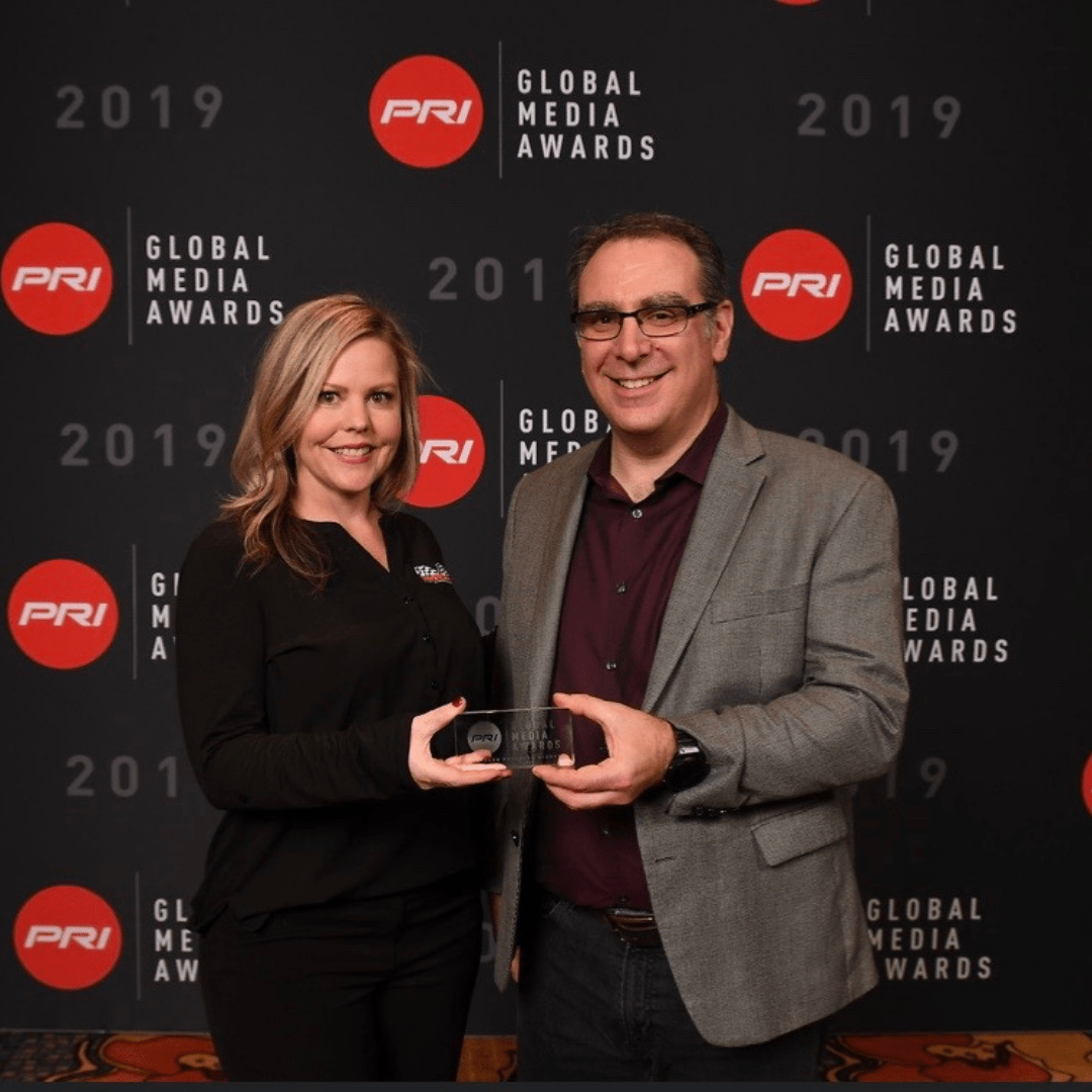 2019 Global Media Awards recipients holding award