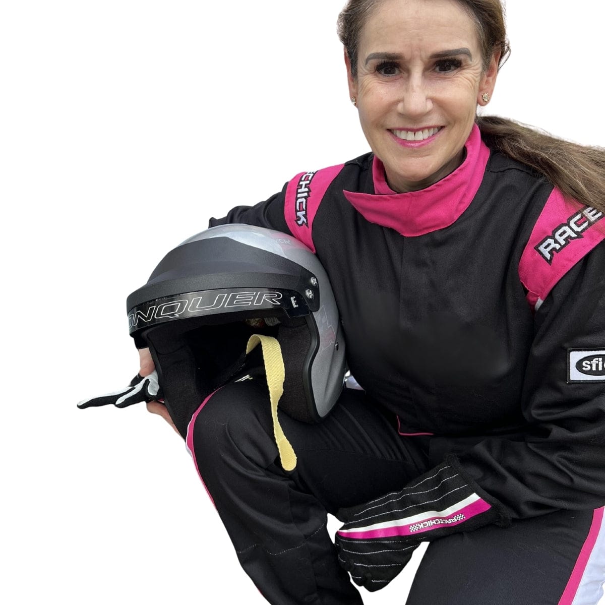 'FIERCE' SFI 3.2A/1 FR Cotton Women's Auto Racing Suit (Black/Pink)