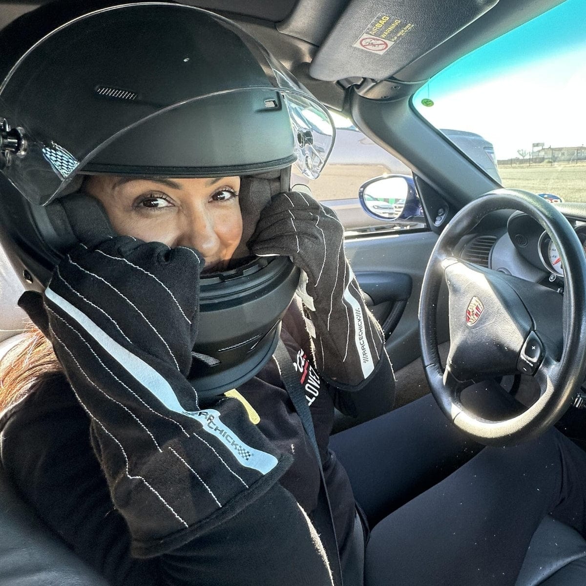 'FIERCE' SFI 3.3/1 Women's Racing Gloves (Black/White)