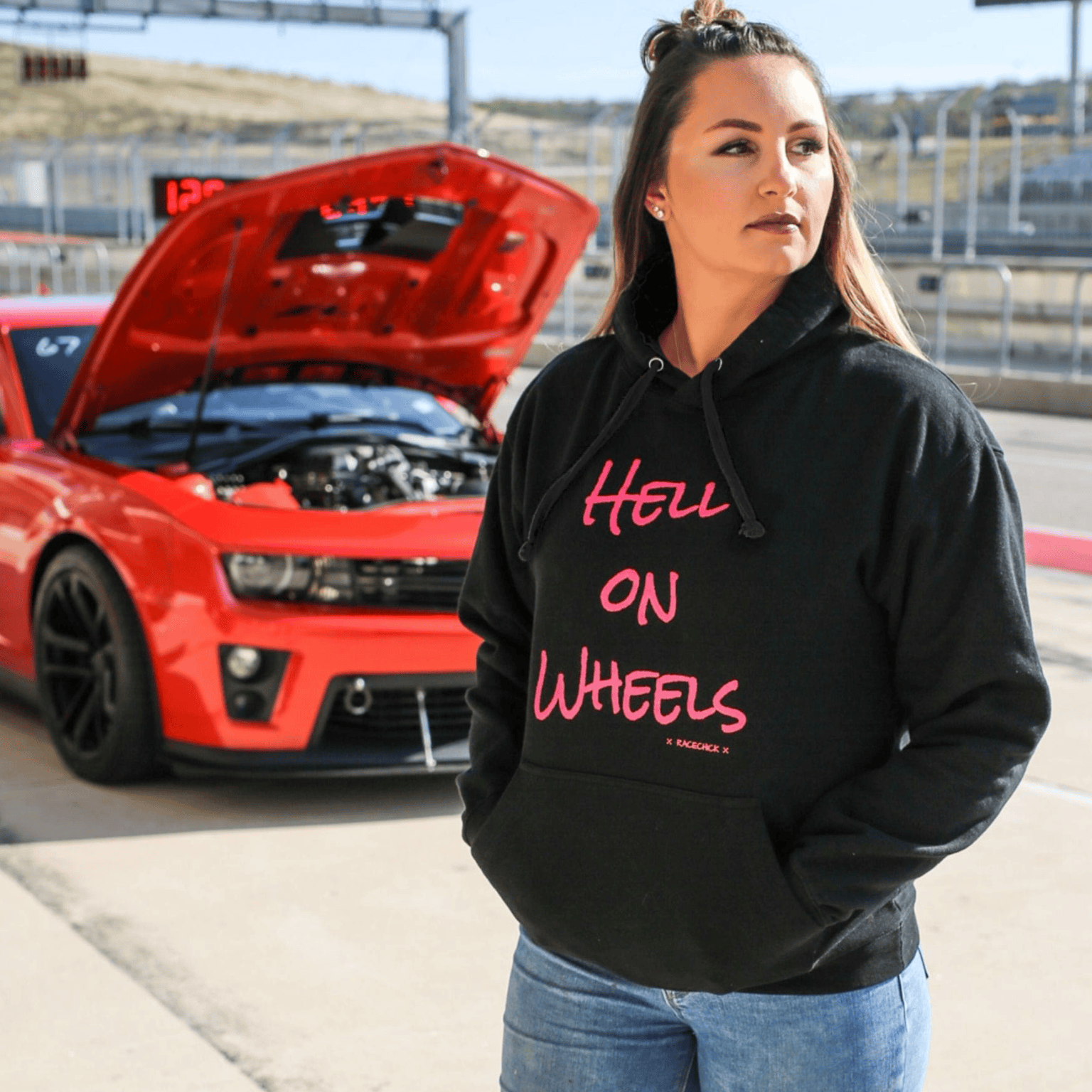 Hell on Wheels Black Hoodie with Red Car