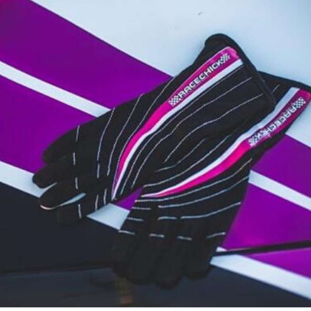Racechick SFI Rated Girls Racing Race Driving Glove in Black Pink