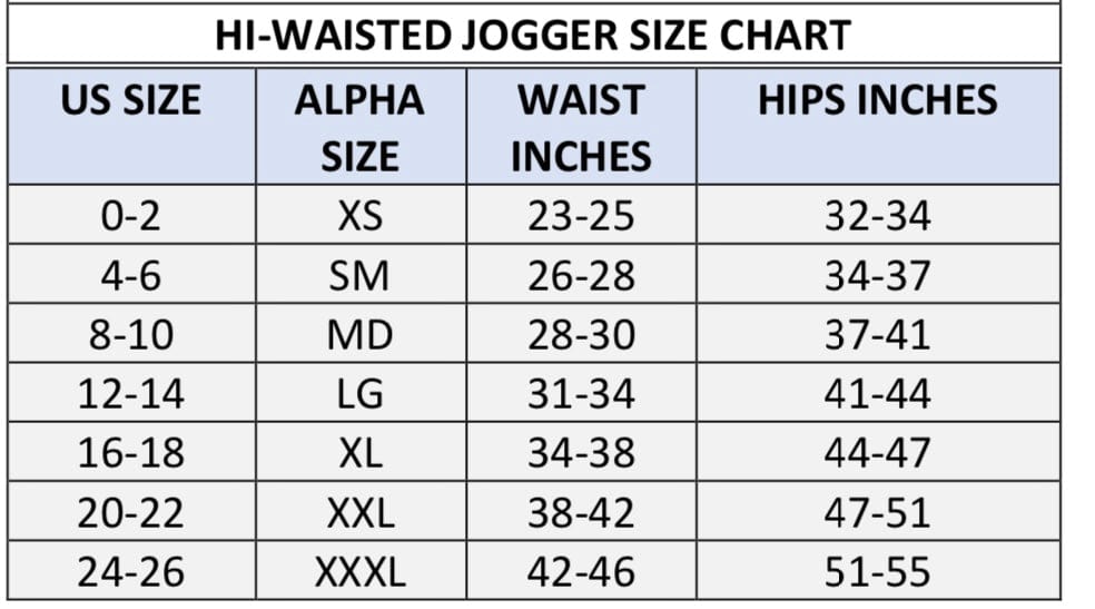US, Alpha, Waist, Hips Measurements