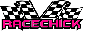 Racechick logo with checkered flags