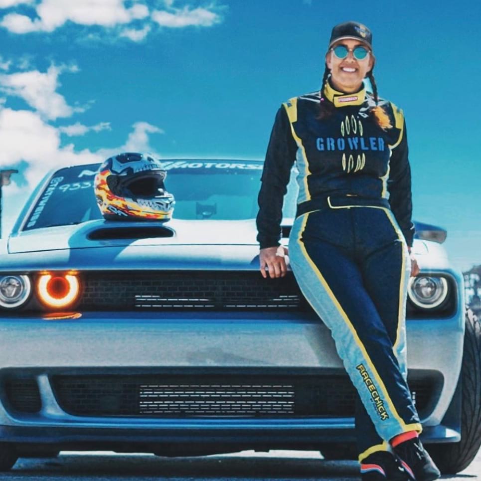 Female race car driver with Dodge Challenger - IMG_7025_1