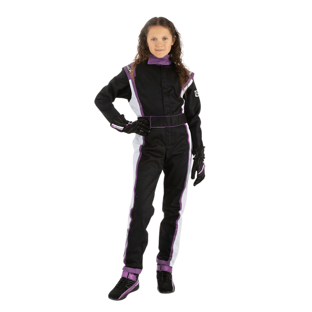 Girl Racing Hat 'FIERCE' Youth Girls Auto Racing Suit SFI 3.2A/1 (Black/Purple) - Racechick