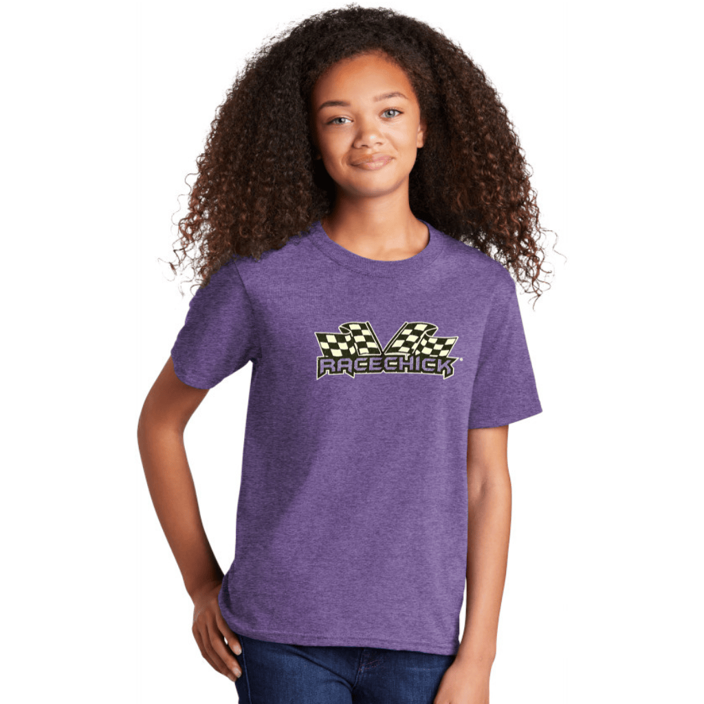 Girl wearing Racechick tee shirt