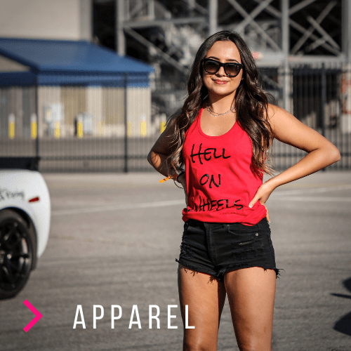 woman in Hell on Wheels tank top.