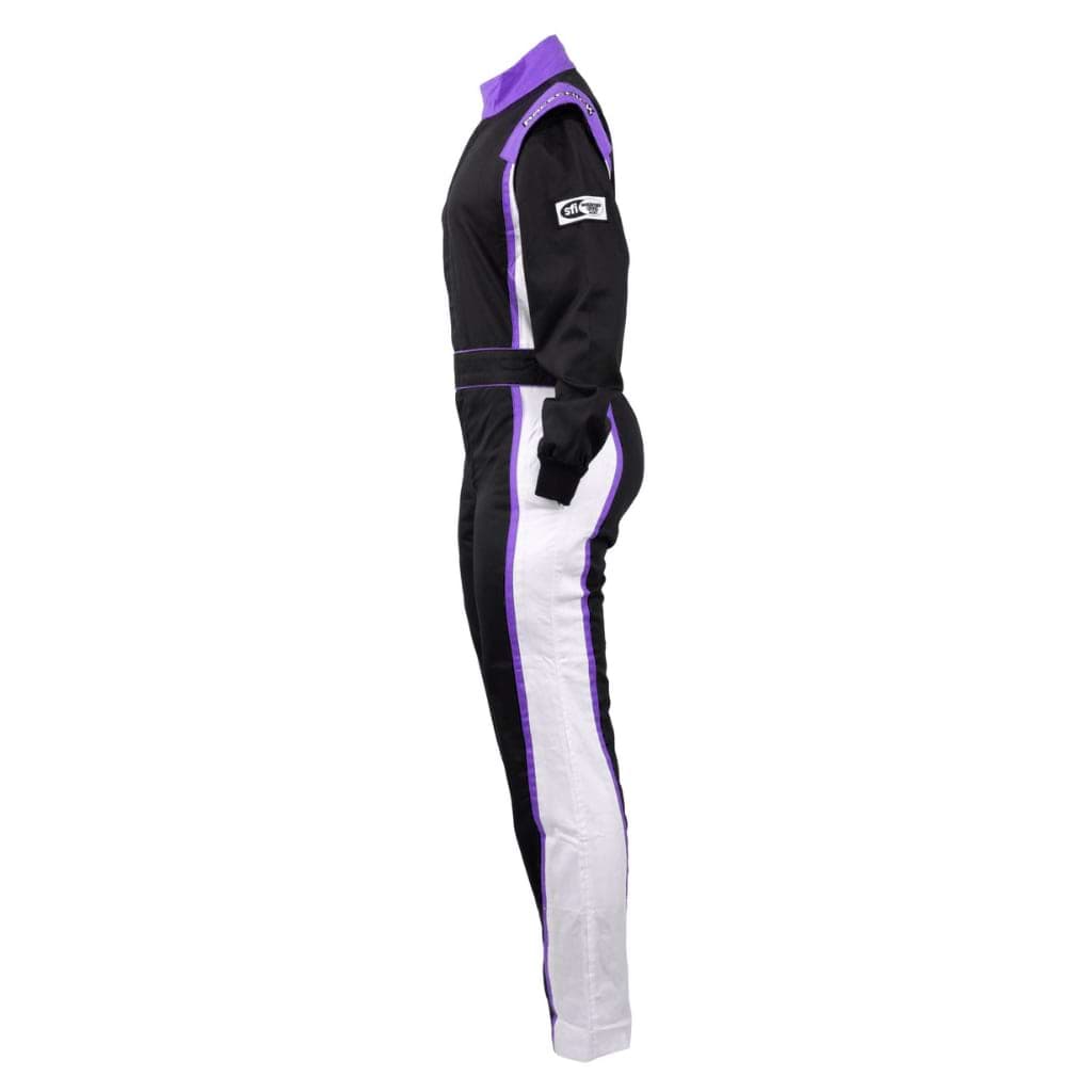 Women's black and purple racing suit