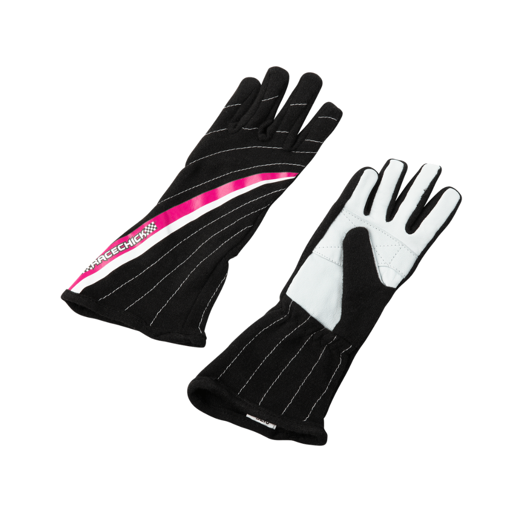 SFI Rated racing gloves for women and girls in black and pink