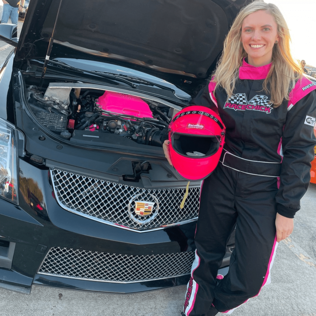 Race car driver with pink helmet and engine, Untitled_design_81