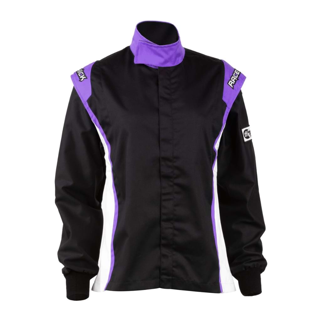 Women&#39;s Black and Purple Racing Fire Jacket