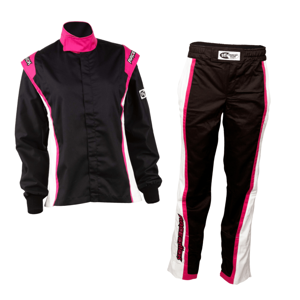 Women&#39;s pink and black racing suit