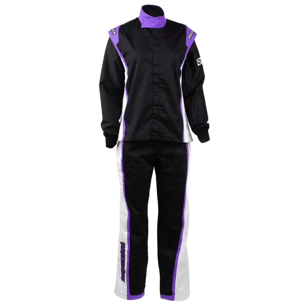 'FIERCE' SFI 3.2A/1 FR Cotton Two-Piece Women's Auto Racing Suit (Black/Purple)