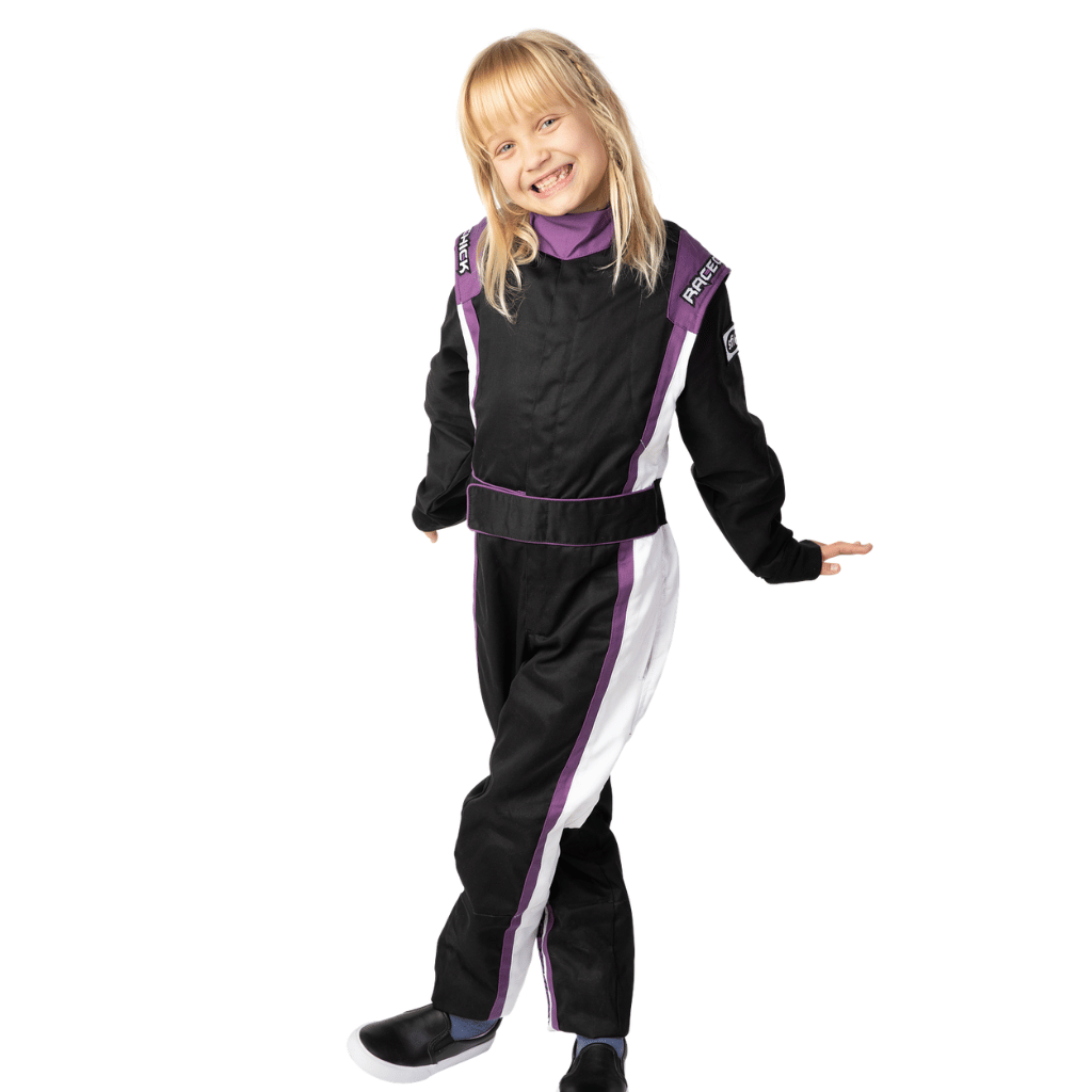 Youth Girls Racing Fire Suit Black Purple | SFI 3.2A/1 Certified Ages 4-15