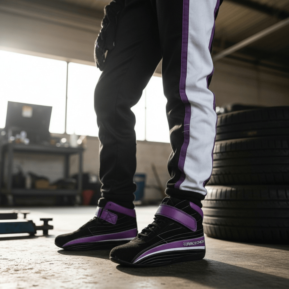 'FIERCE' Youth Girls Auto Racing Shoes (Black/Purple)