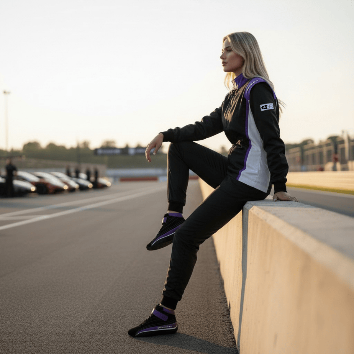 'FIERCE' SFI 3.2A/1 FR Cotton Women's Racing Jacket (Black/Purple)