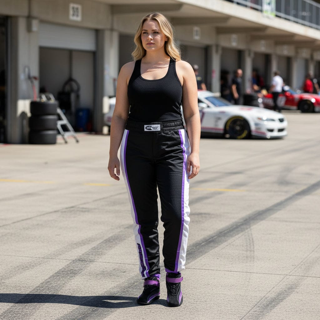 'FIERCE' SFI 3.2A/1 FR Cotton Women's Racing Pants (Black/Purple)