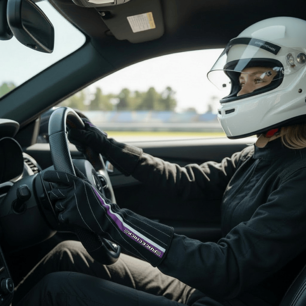 'FIERCE' SFI 3.3/1 Women's Racing Gloves (Black/Purple)