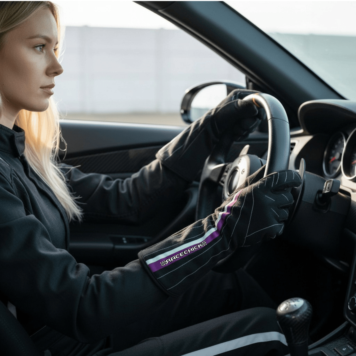 'FIERCE' SFI 3.3/5 Women's Racing Gloves (Black/Purple)