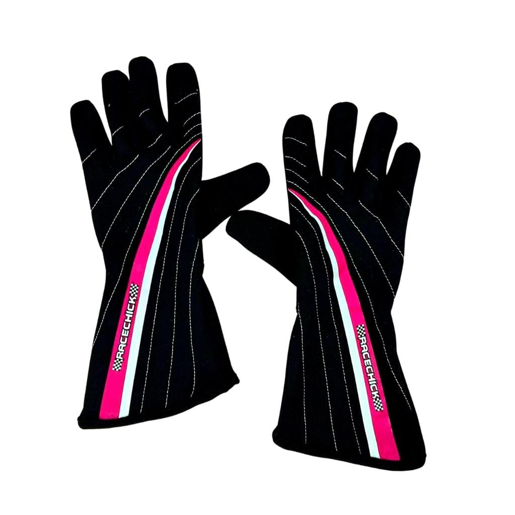 &#39;FIERCE&#39; SFI 3.3/5 Women&#39;s Racing Gloves (Black/Pink)