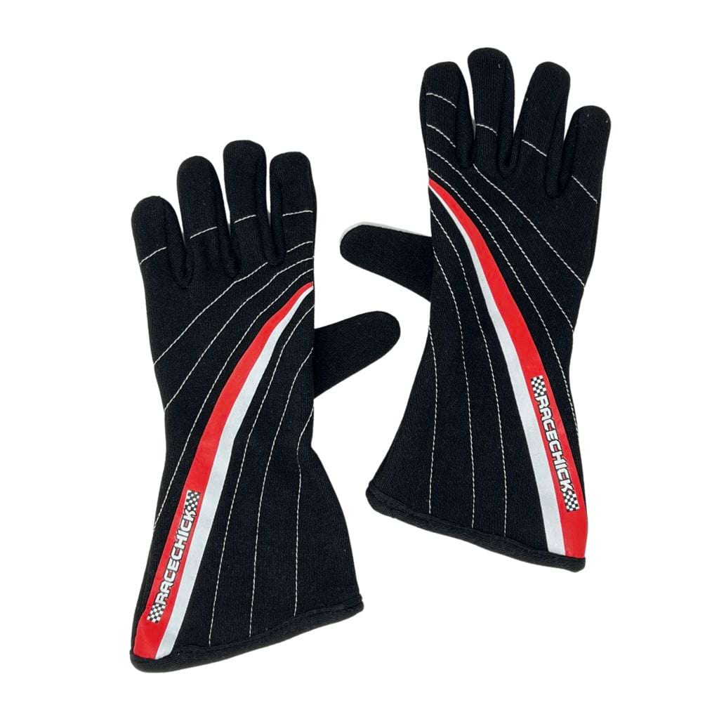 &#39;FIERCE&#39; SFI 3.3/5 Women&#39;s Racing Gloves (Black/Red)