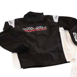 Racechick Womens Fire Jacket for Auto and Drag Racing in Black White Red. SFI 3.2A/1 Rating