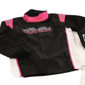 Racechick Womens Fire Jacket for Auto and Drag Racing in Black Pink. SFI 3.2A/5 race jacket
