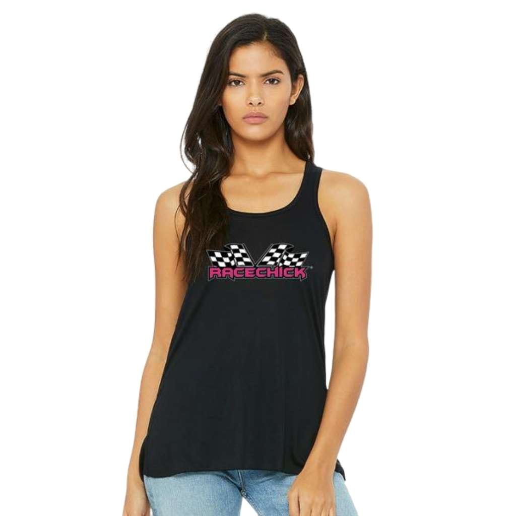 Racechick women&#39;s flowy tank top with checkered flags