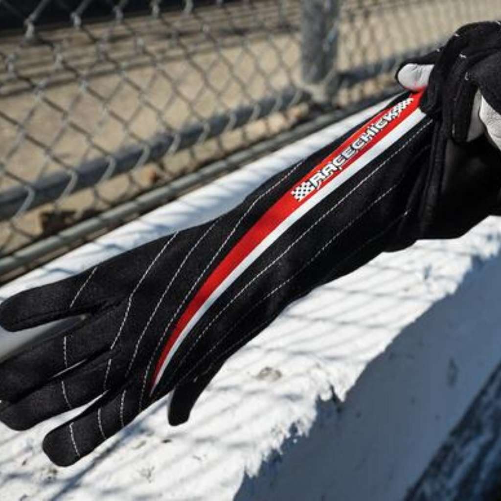 Racechick SFI Rated Women&#39;s Racing Race Driving Glove in Black Red