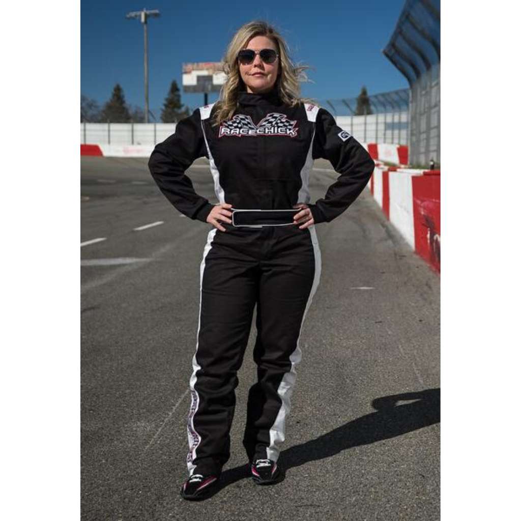 'FIERCE' SFI 3.2A/1 FR Cotton Women's Auto Racing Suit (Black/White ...