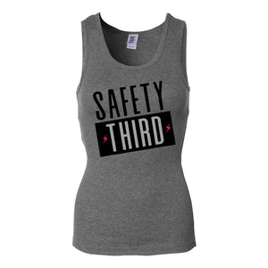 Womens Safety Third Ladies Tank Top Gray Hot Pink