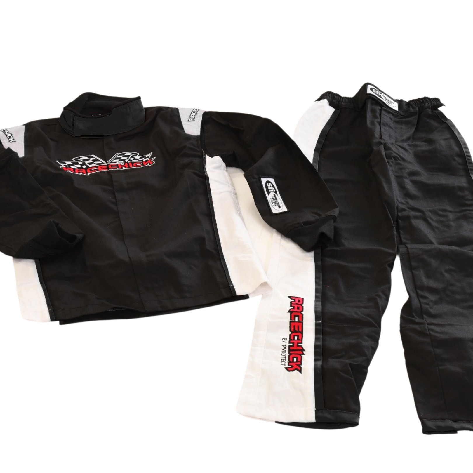 SFI 3.2A Rated Womens Two Piece auto racing fire suit for drag racing. Jacket & pants Race Suit