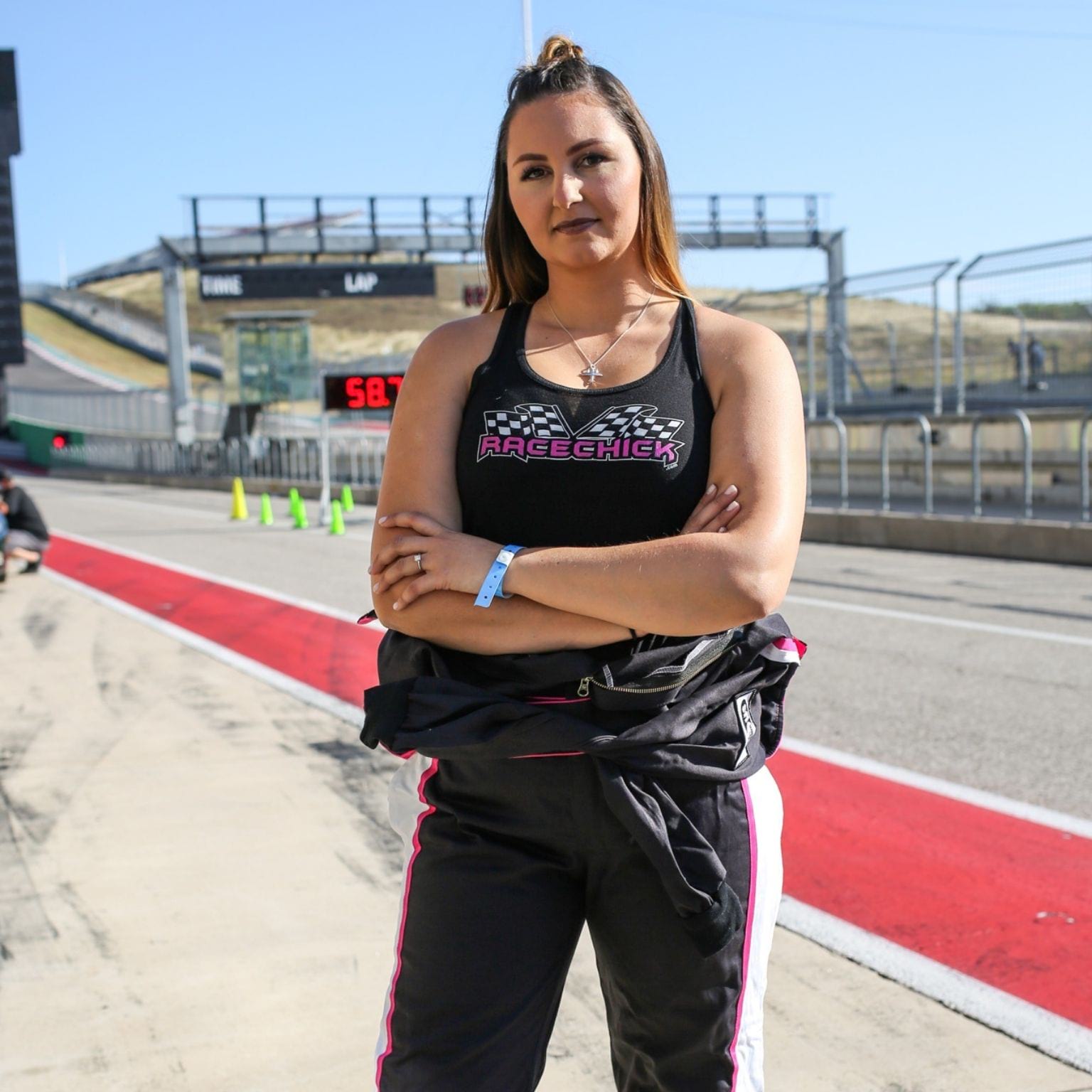 RaceChick at race track, 2020