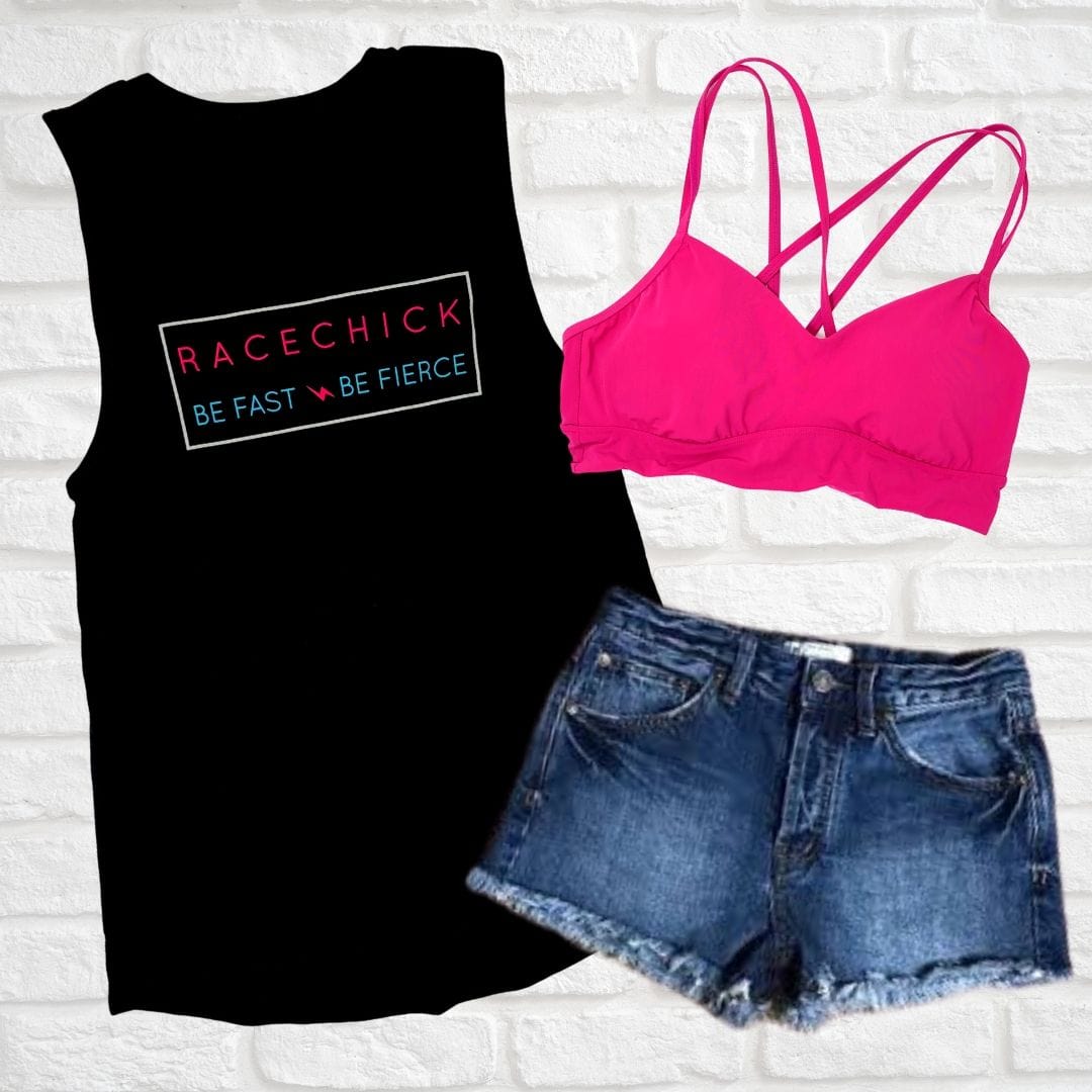 Be Fast Be Fierce Tee Shirt with racing outfit for women