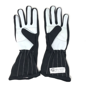 Racechick 'FIERCE' SFI 3.3/1 Women's Racing Gloves (Black/White)