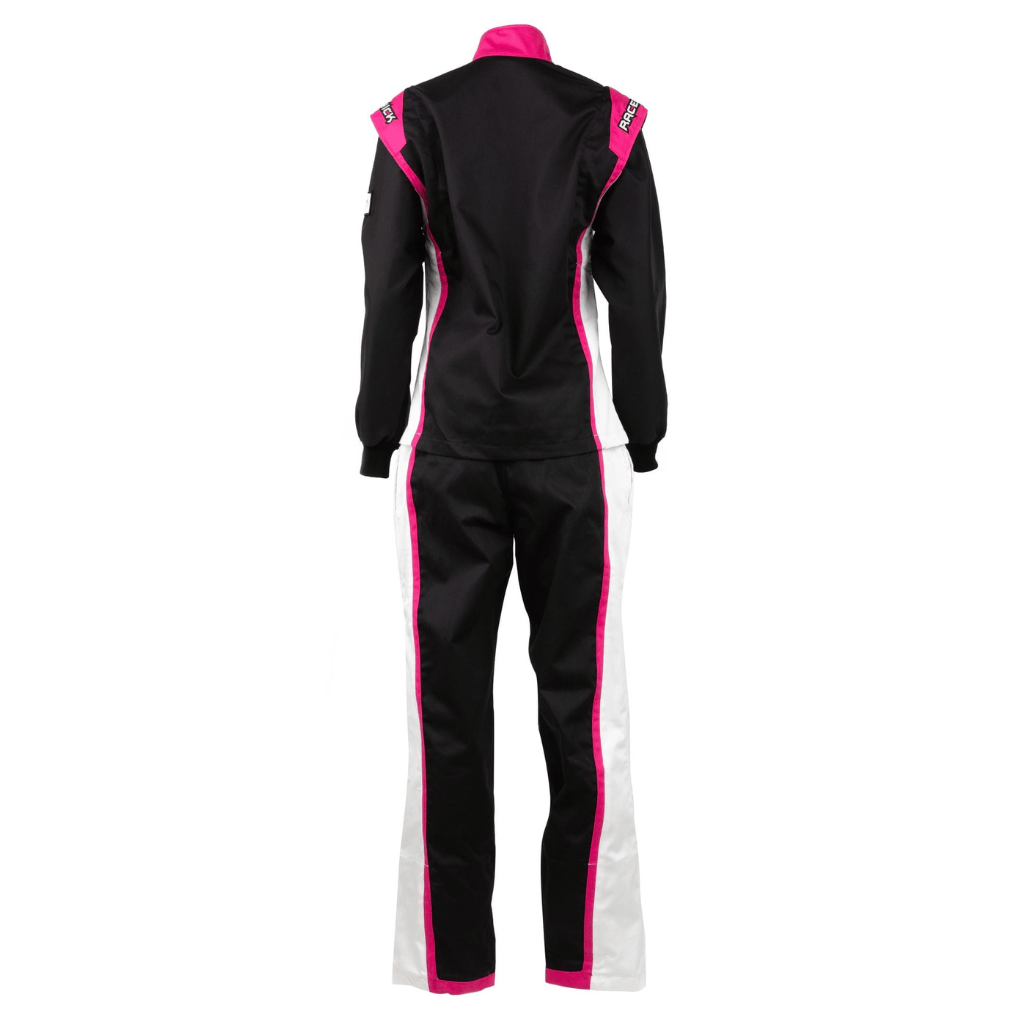'FIERCE' SFI 3.2A/1 FR Cotton Two-Piece Women's Auto Racing Suit  (Black/Pink)