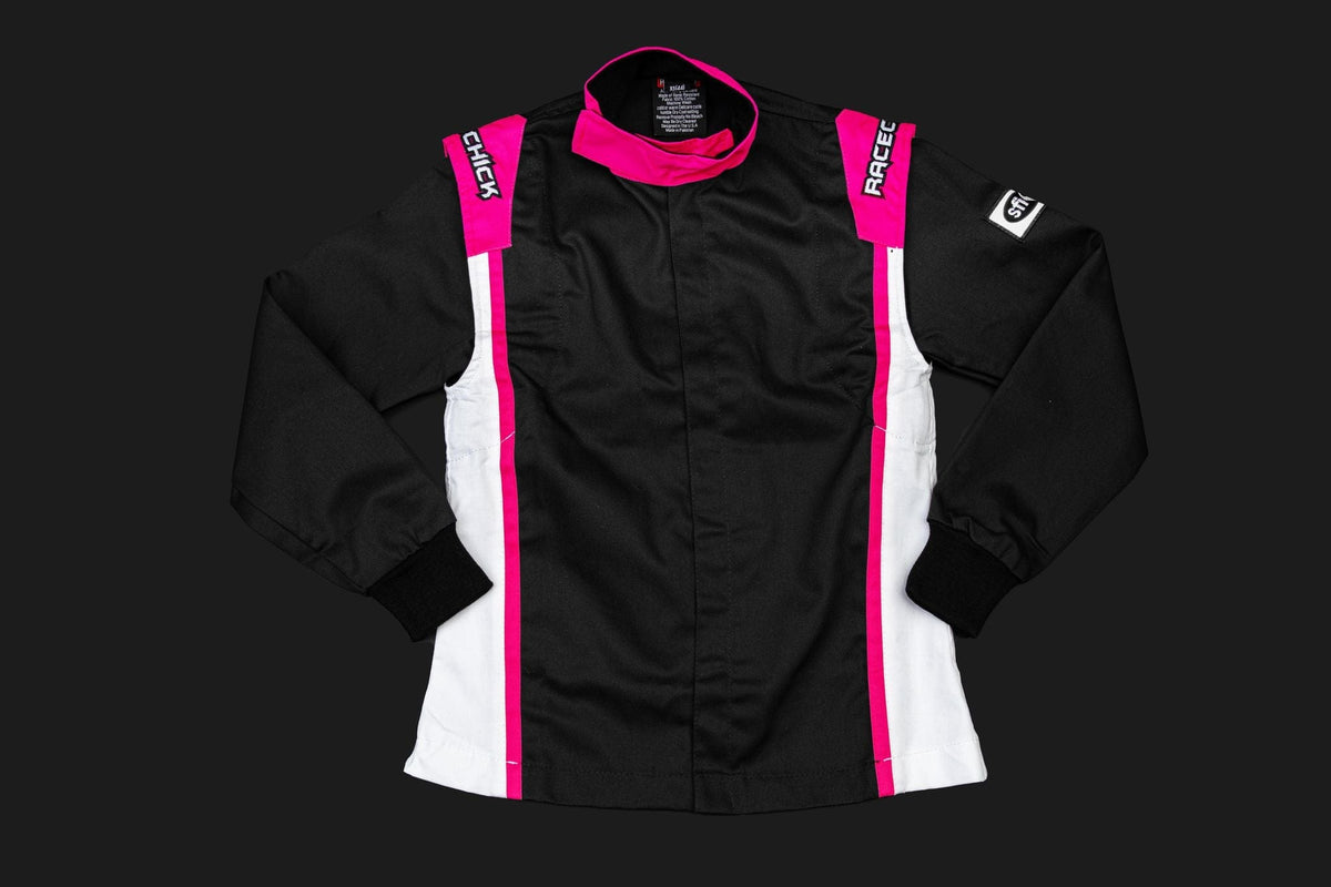 Racechick racing jacket in black and pink